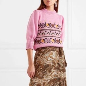 Ganni Intarsia wool alpaca knit jumper sweater XS